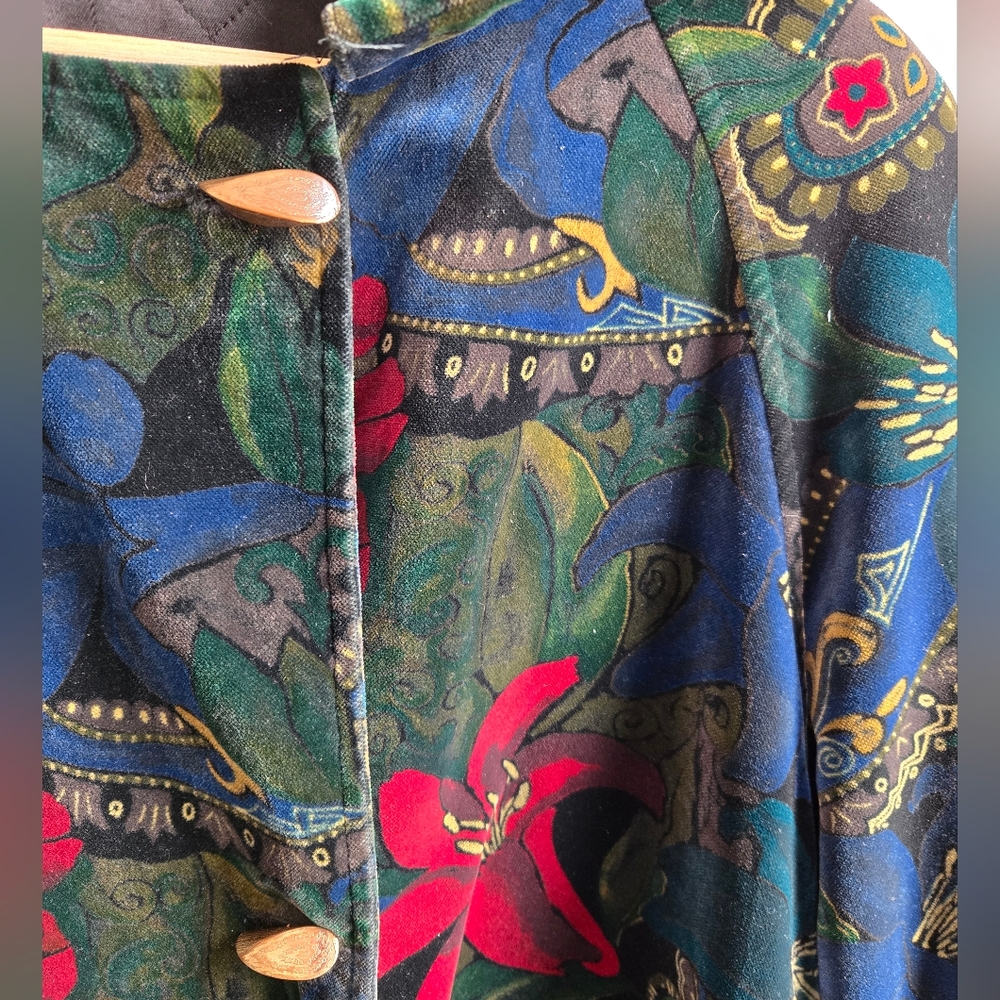Floral Hooded Women's Coat - Picture 3 of 10